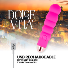 DOLCE VITA - RECHARGEABLE VIBRATOR SIX PINK 7 SPEEDS