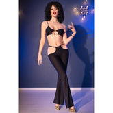 CHILIROSE - CR 4851 BLACK TOP AND LEGGINGS SET WITH GOLDEN ACCESSORIES S