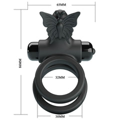PRETTY LOVE - DOUBLE VIBRATING RING WITH BLACK STIMULATOR