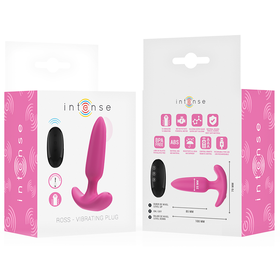 INTENSE - ROSS ANAL PLUG 10 VIBRATIONS PINK REMOTE CONTROL