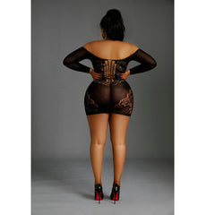 moonlight-black-pattern-mini-dress-plus-size